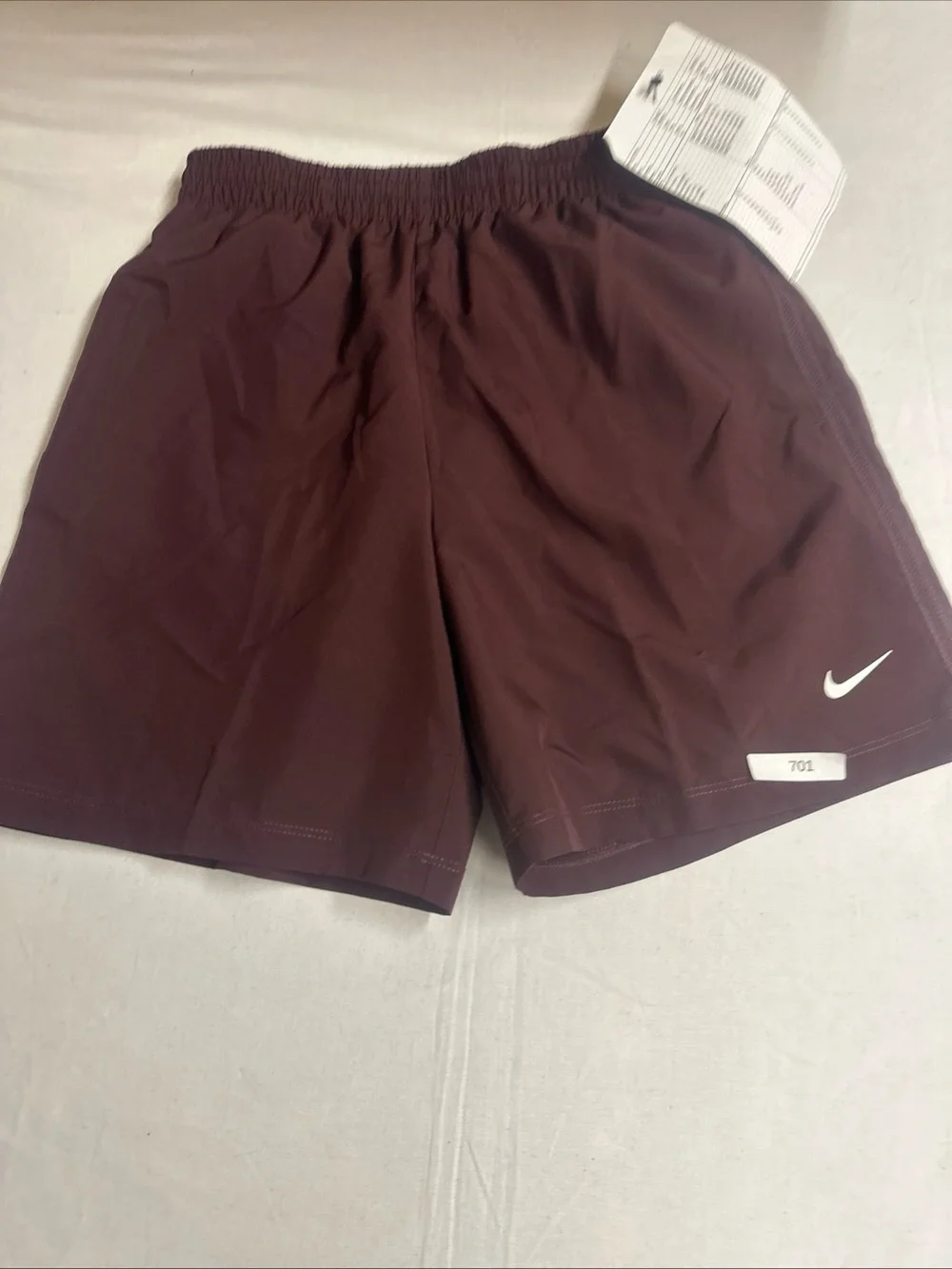 Nike Youth Maroon Athletic Shorts with White Swoosh